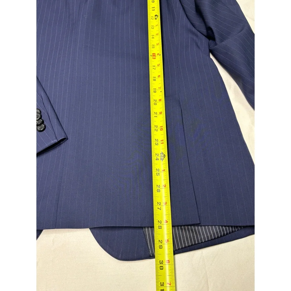 Banana Republic Marzotto Navy Blue Slim Fit 130's Pinstripe Wool Blazer Mens 42R